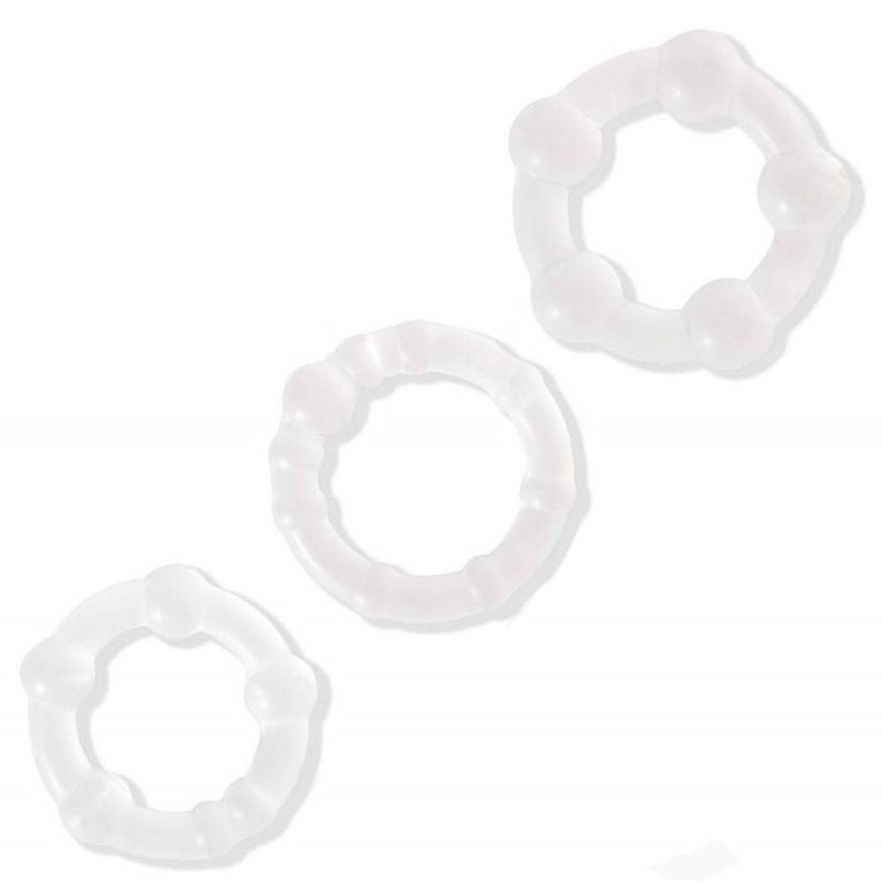 LoveToy Lot de 3 cockrings Power Plus transparents